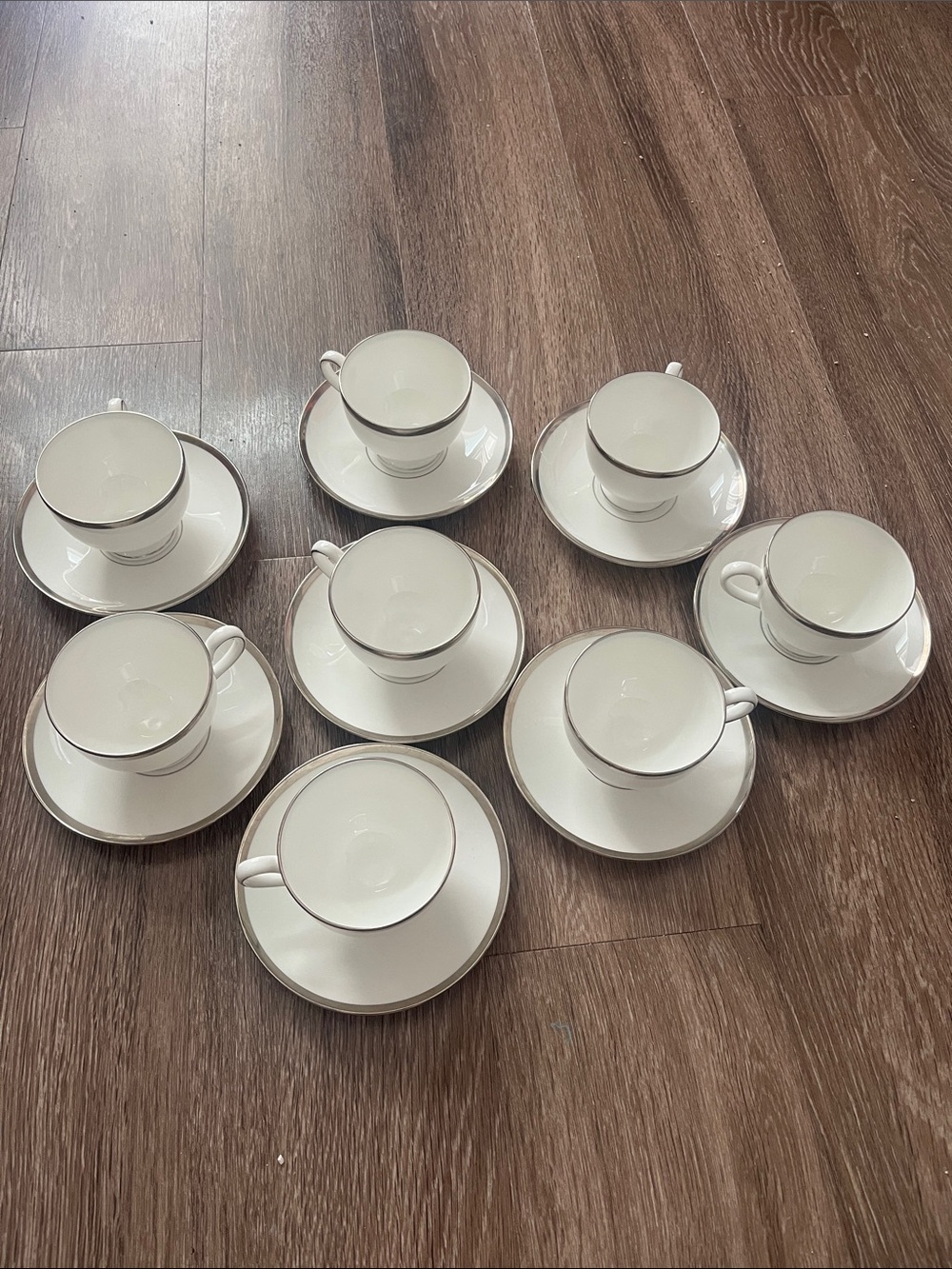 Wedgwood Carlyn White Bone China Cup and saucers- set of 16